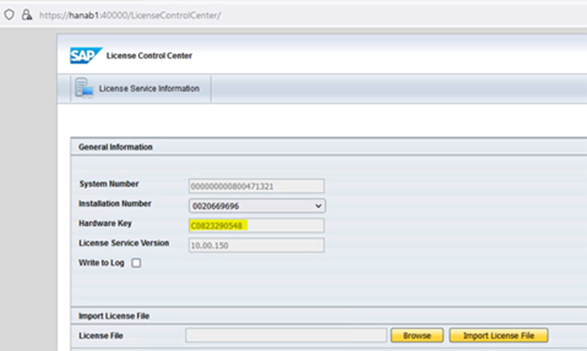 SAP License Control Center